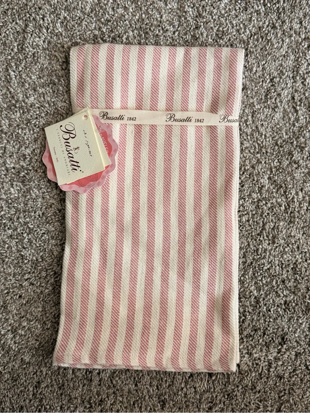 NEW Busatti Blue Striped Orange Floral Tea Towel